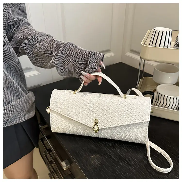 White Embroidered One-Shoulder Women's Clutch Bag — feature 20
