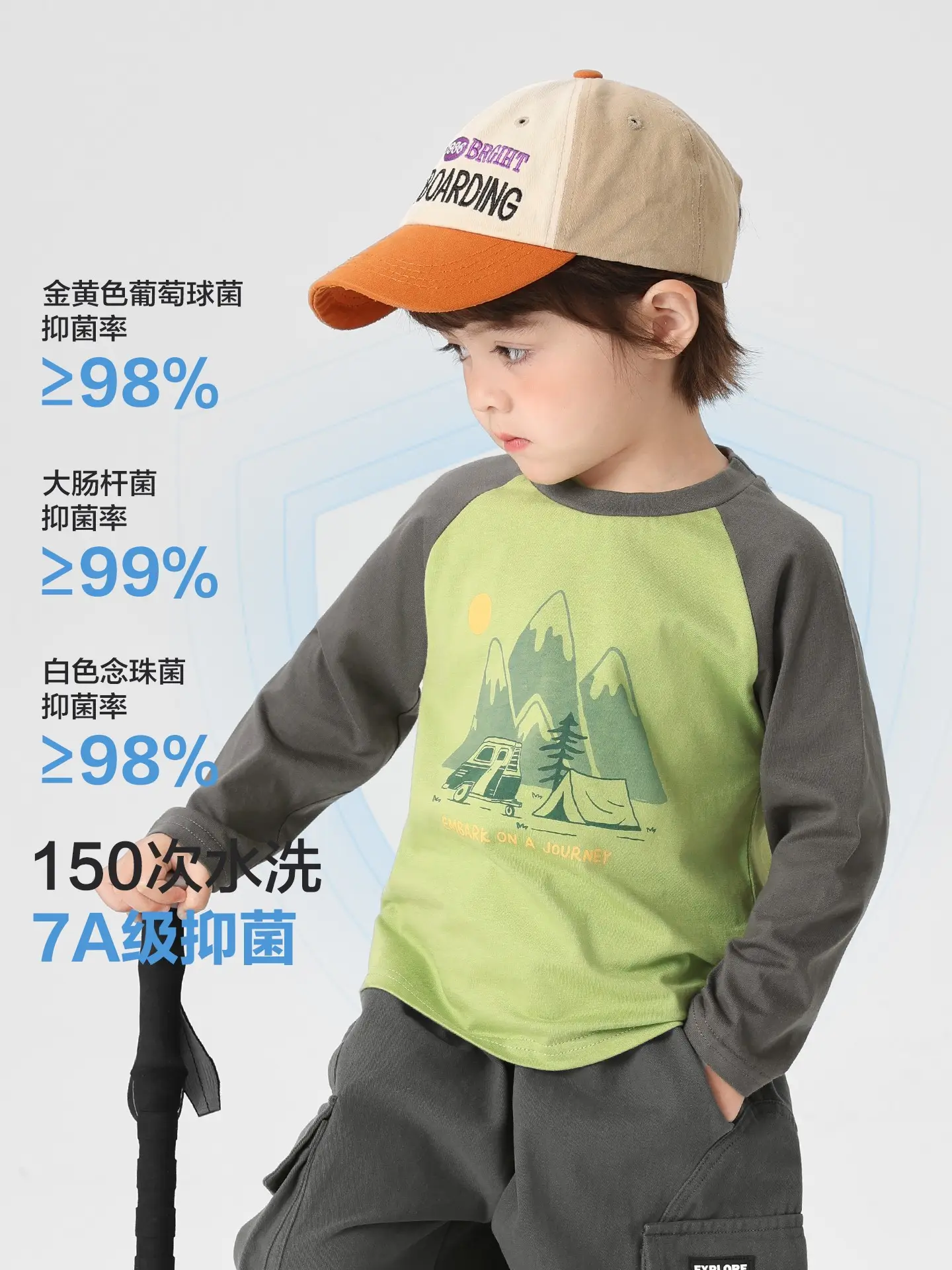 Right European Style Boys T-Shirt Pure Cotton Spring Green