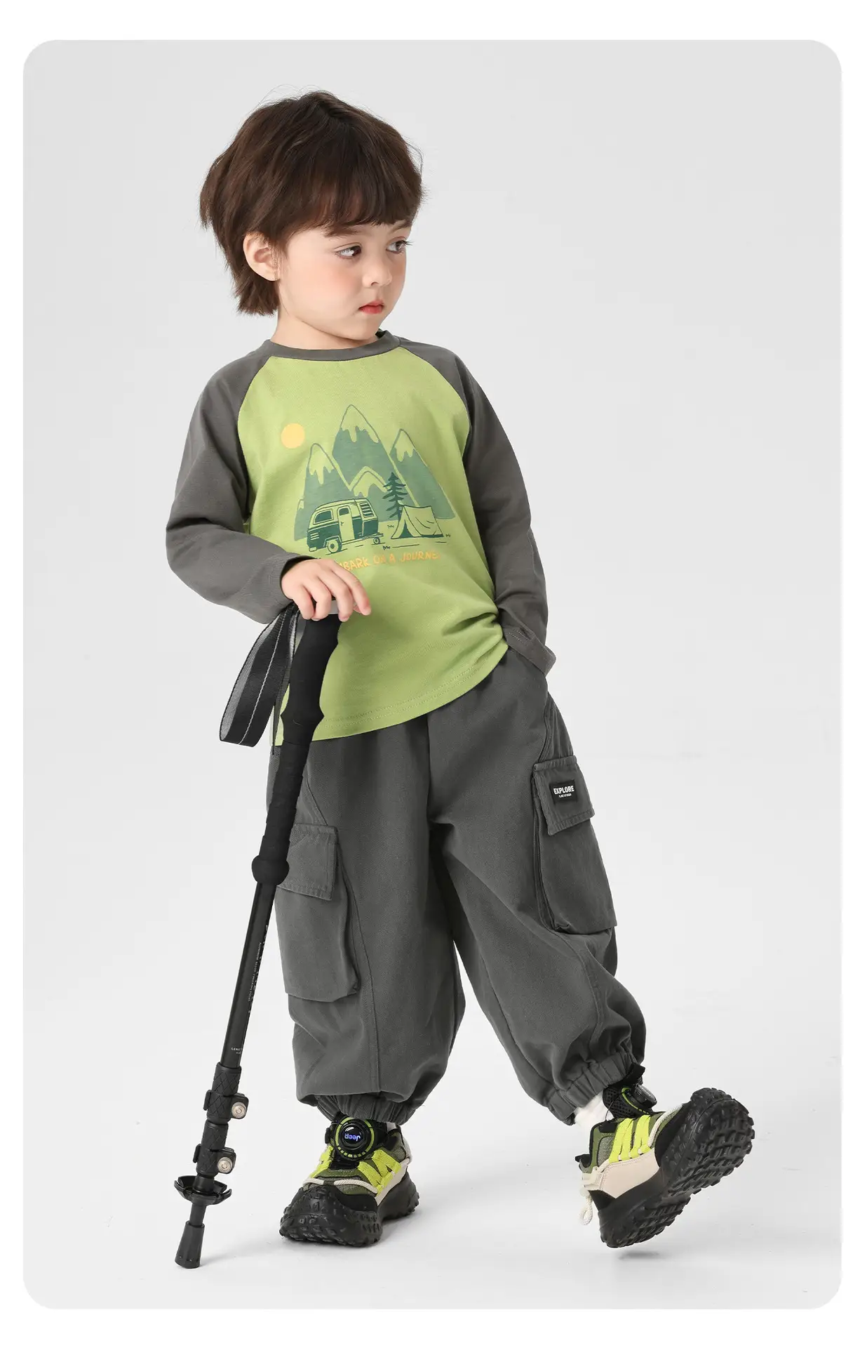 Right European Style Boys T-Shirt Pure Cotton Spring Green — feature 18