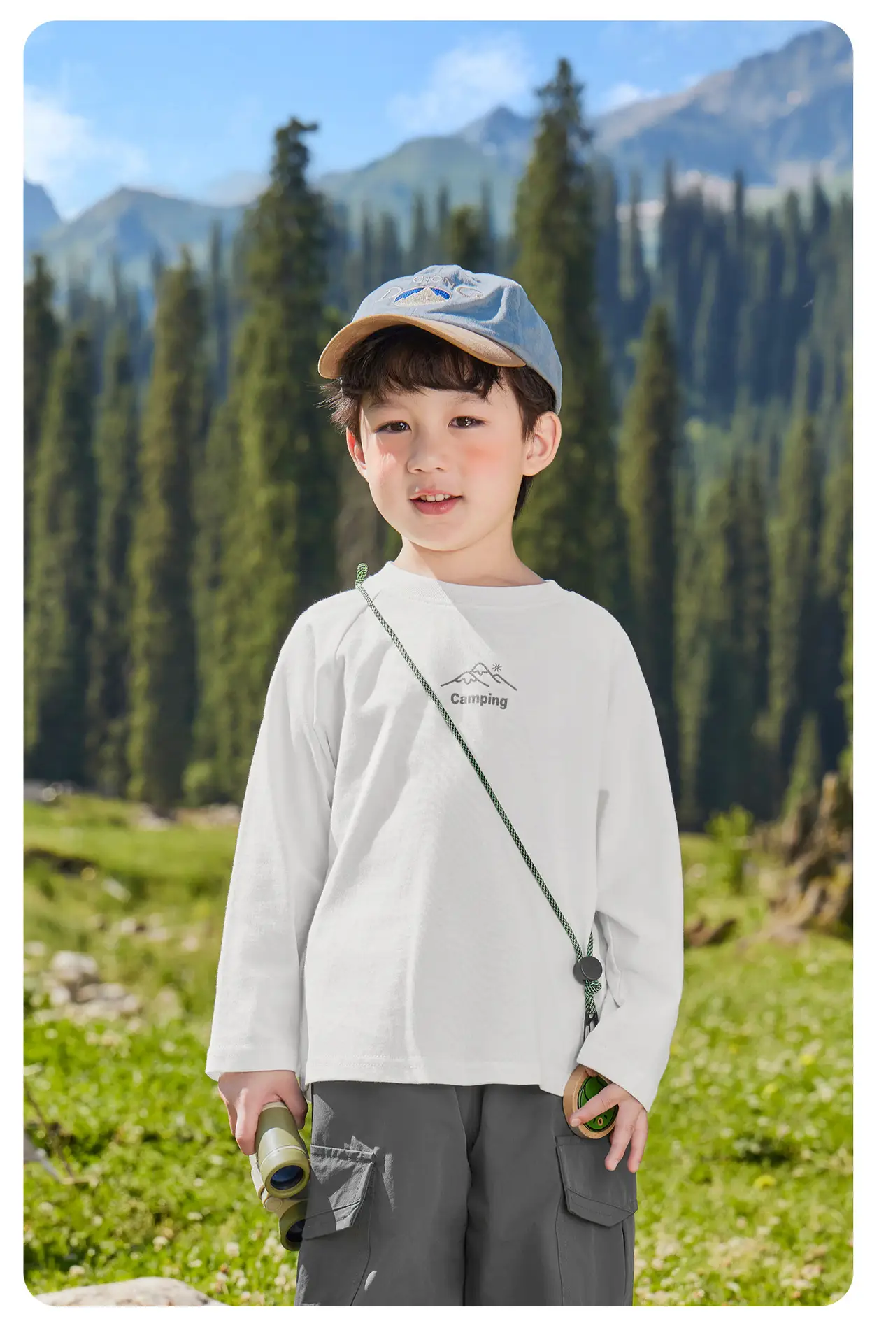Kids Pure Cotton Long Sleeve T-Shirt Green Gray Spring 2026 — feature 15