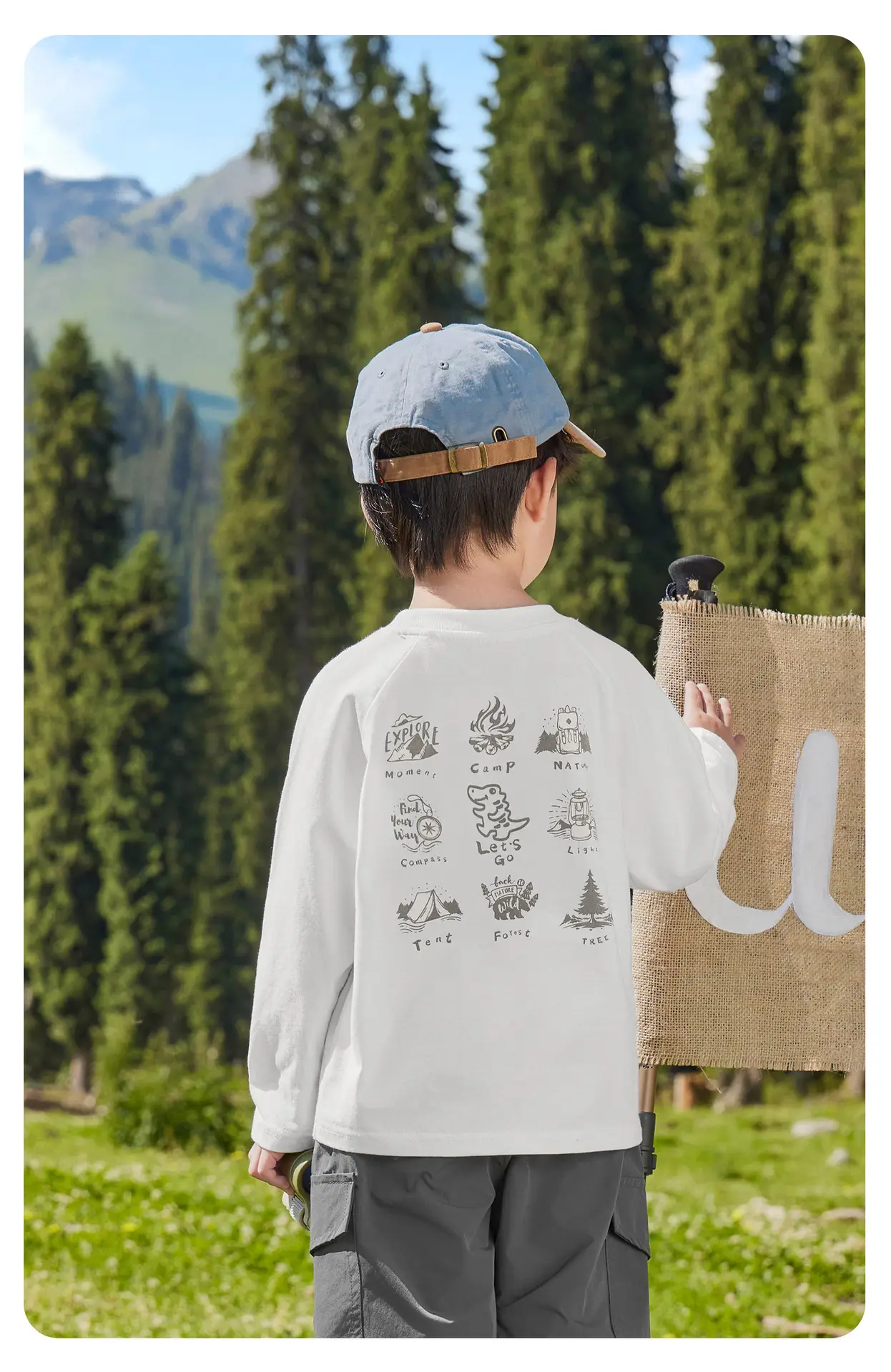 Kids Pure Cotton Long Sleeve T-Shirt Green Gray Spring 2026 — feature 16