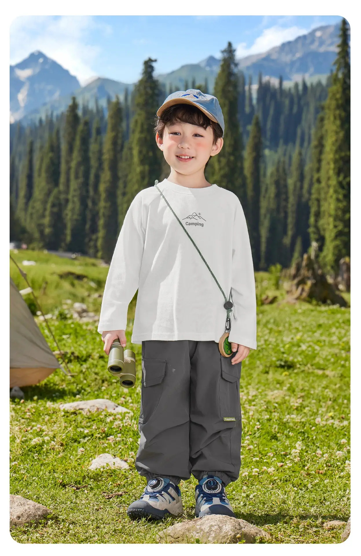 Kids Pure Cotton Long Sleeve T-Shirt Green Gray Spring 2026 — feature 17