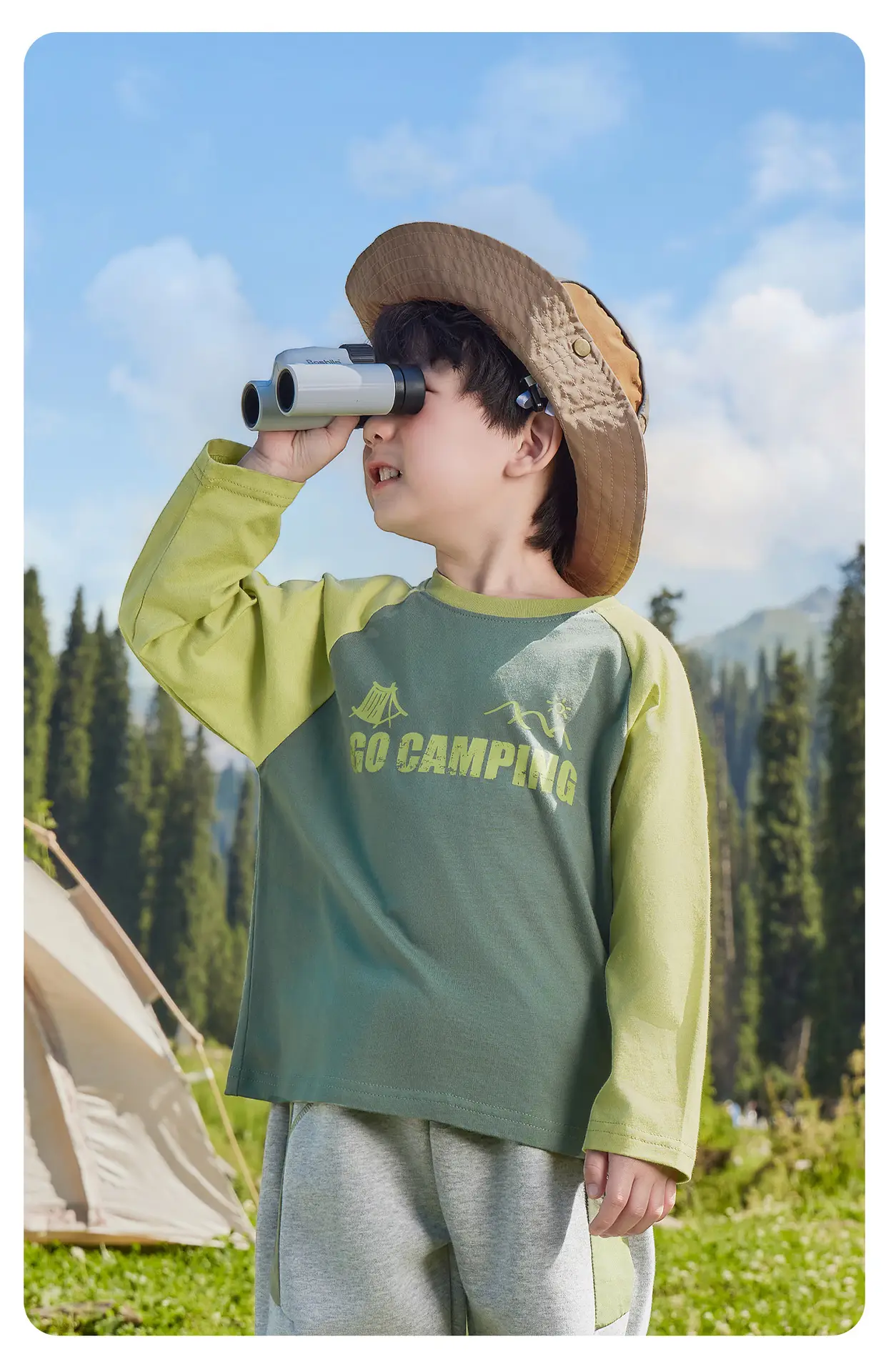 Kids Pure Cotton Long Sleeve T-Shirt Green Gray Spring 2026 — feature 19