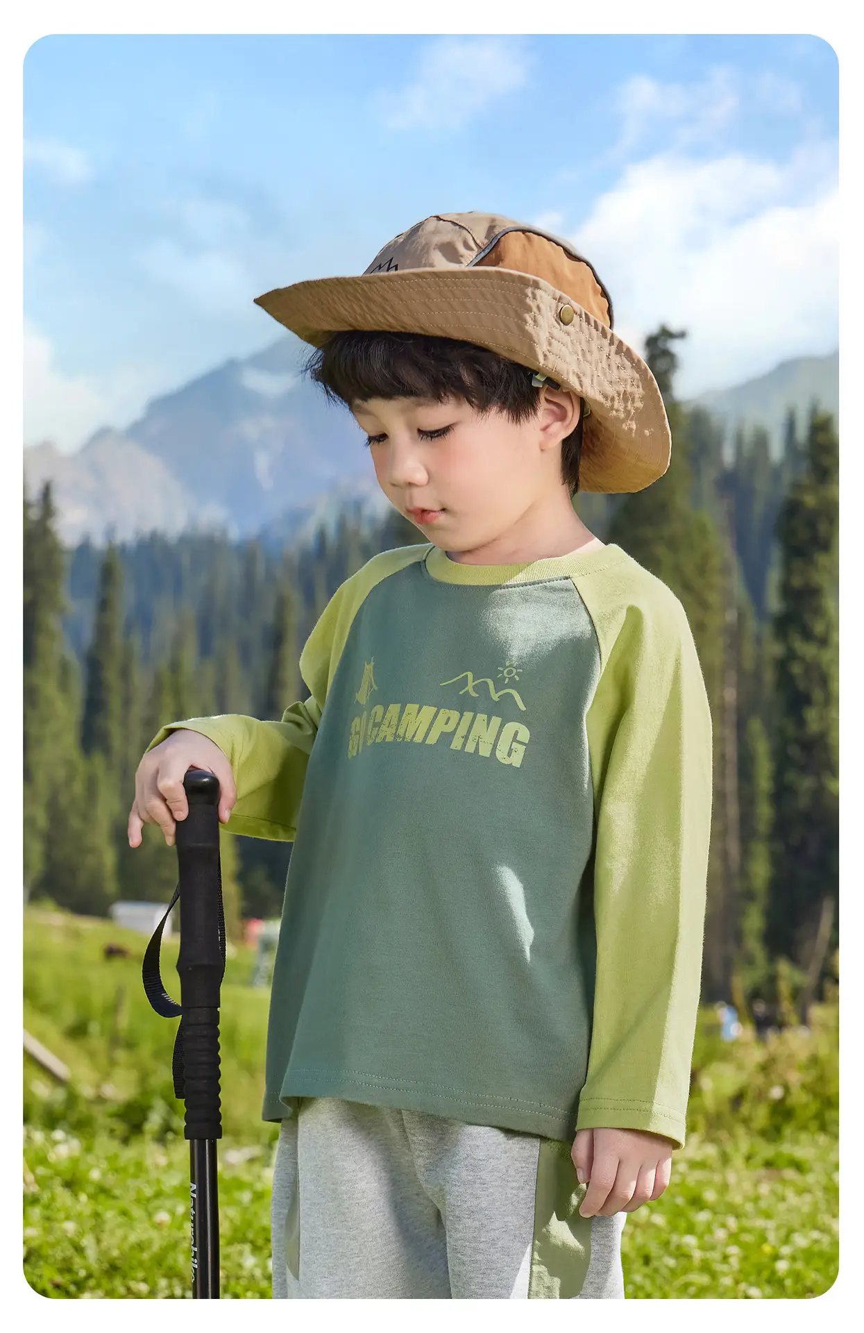 Kids Pure Cotton Long Sleeve T-Shirt Green Gray Spring 2026 — feature 20
