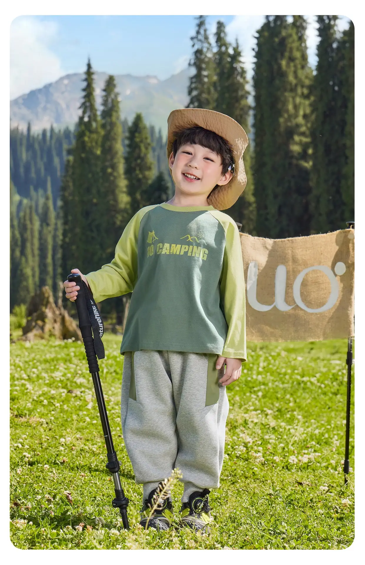 Kids Pure Cotton Long Sleeve T-Shirt Green Gray Spring 2026 — feature 21