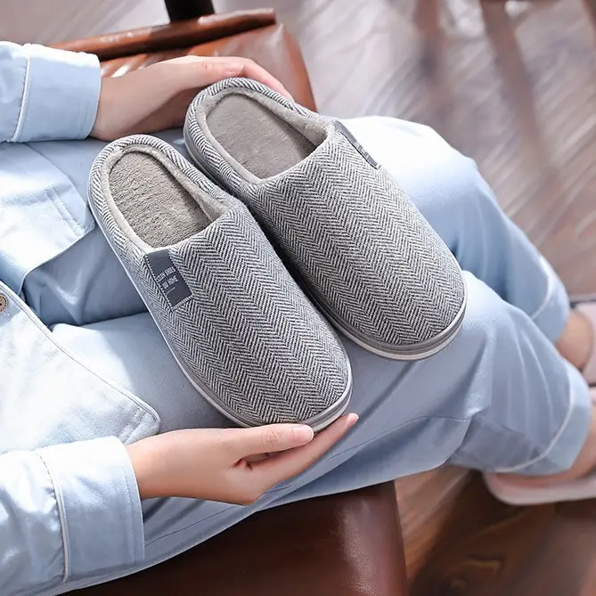 Cross-Border Simple European and American Style Home Cotton Slippers with Short Plush for Men, Autumn and Winter Thick-Soled Indoor Non-Slip Slippers - Image 10