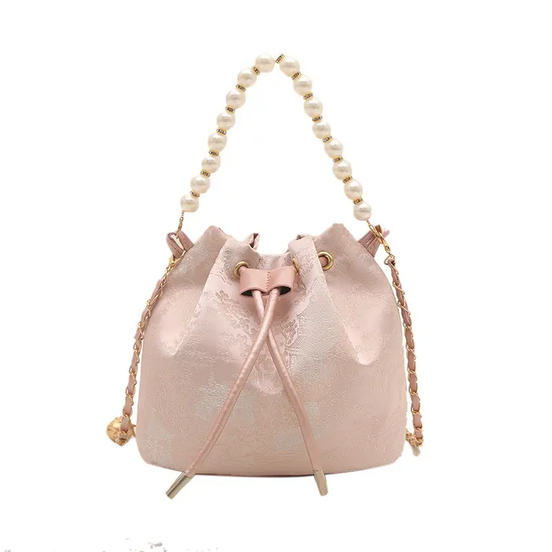 New Embroidered Vintage Handbag with Pearl Detail