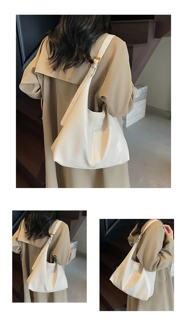 Women's Large Capacity Shoulder Bag Cream White — feature 11
