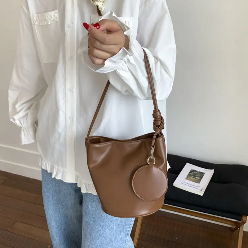 Retro Bucket Bag Women Brown 2025 New - Image 8