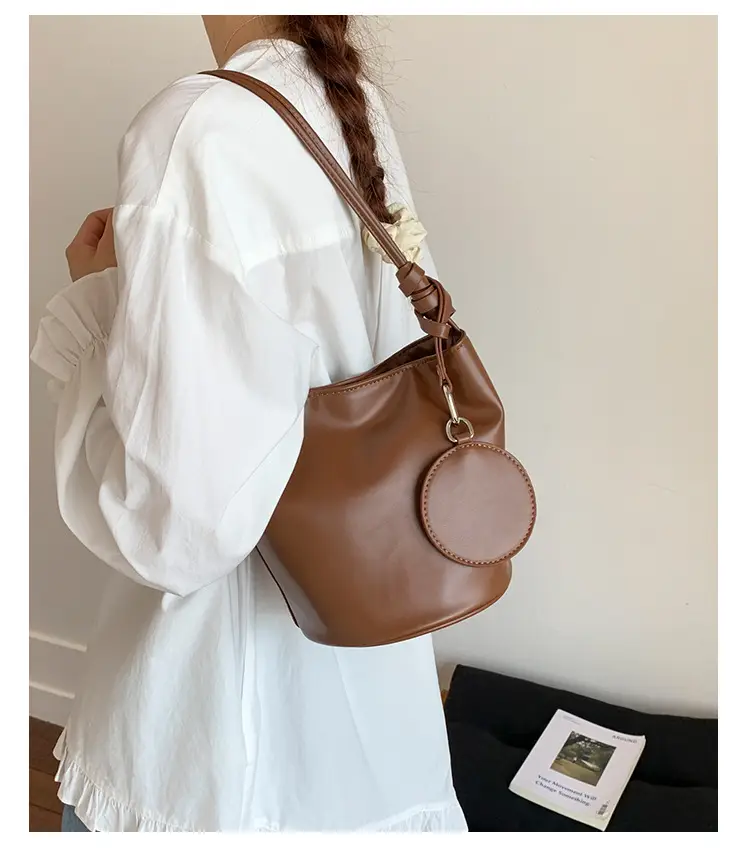 Retro Bucket Bag Women Brown 2025 New — feature 10