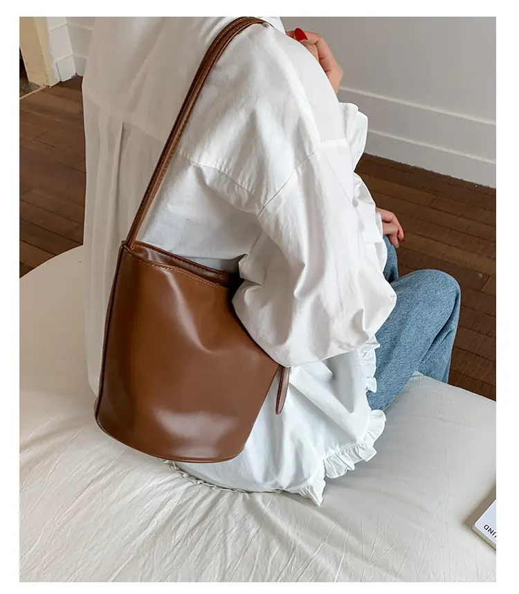 Retro Bucket Bag Women Brown 2025 New — feature 14