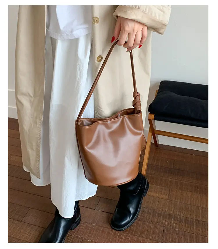 Retro Bucket Bag Women Brown 2025 New — feature 15