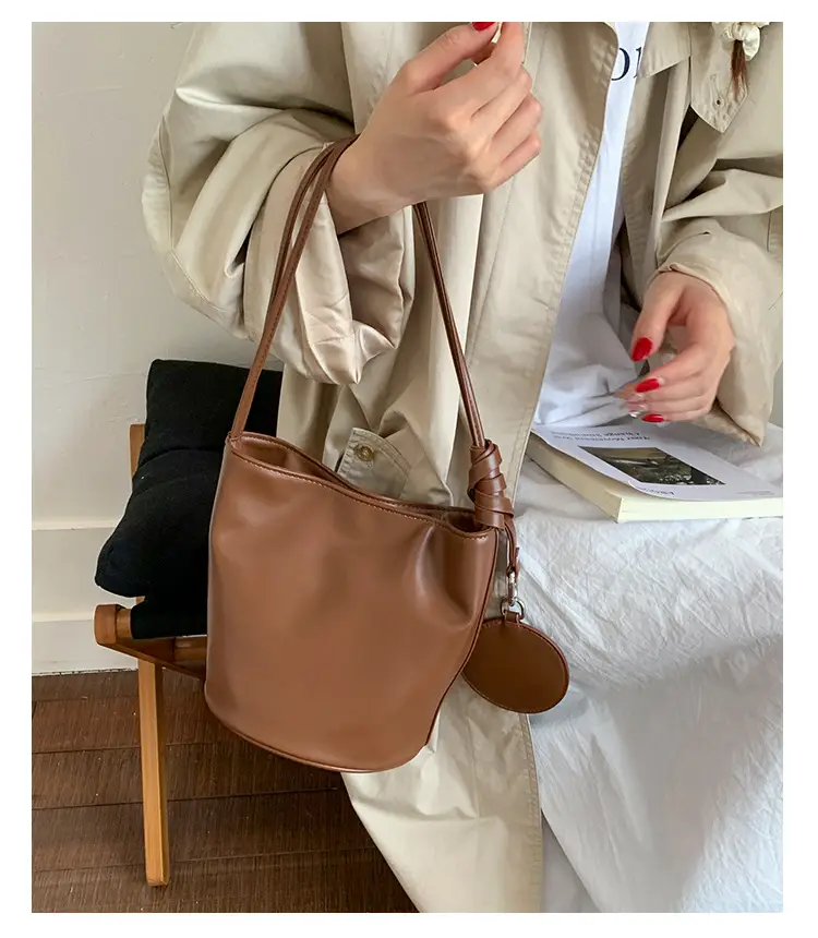 Retro Bucket Bag Women Brown 2025 New — feature 17