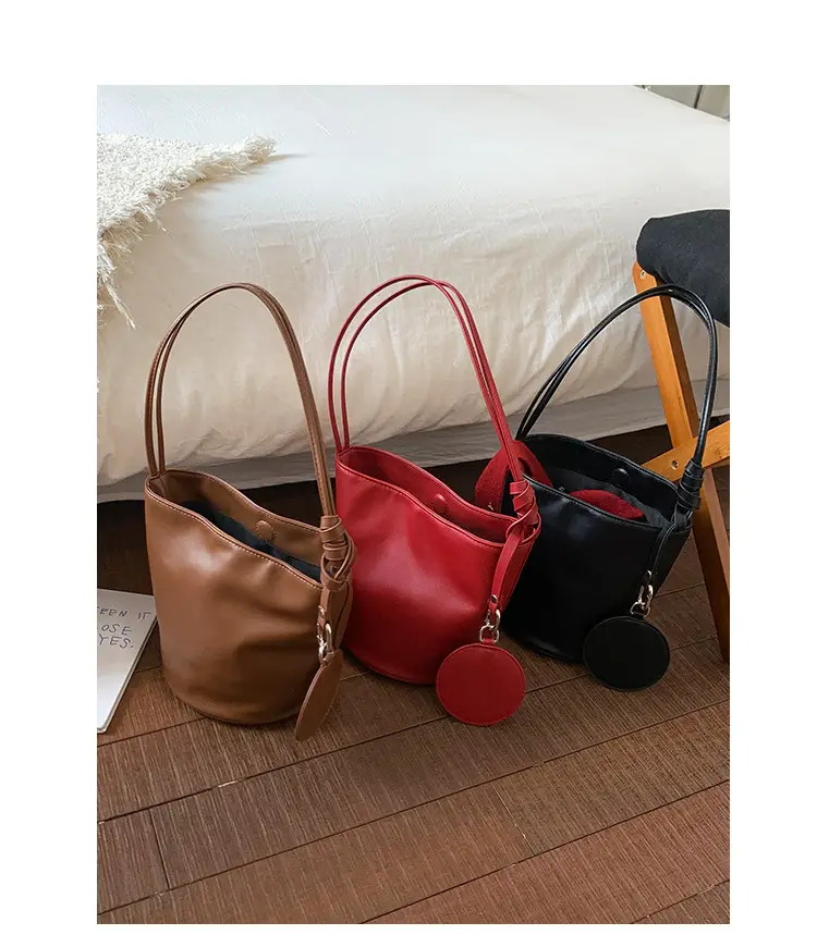 Retro Bucket Bag Women Brown 2025 New — feature 5
