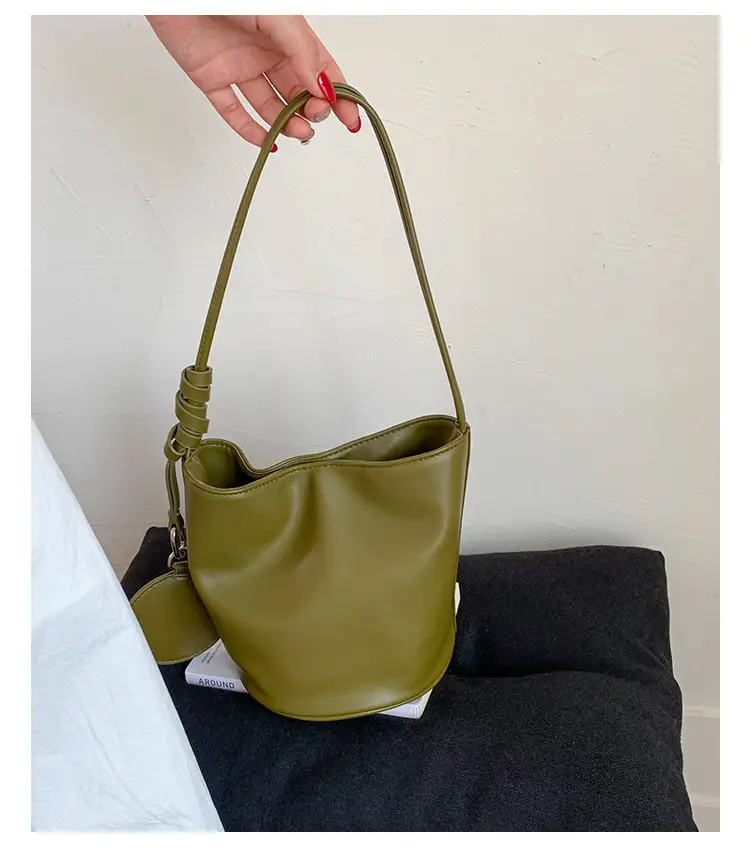 Red Leather Bucket Bag for Women Large Capacity Shoulder Bag — feature 27