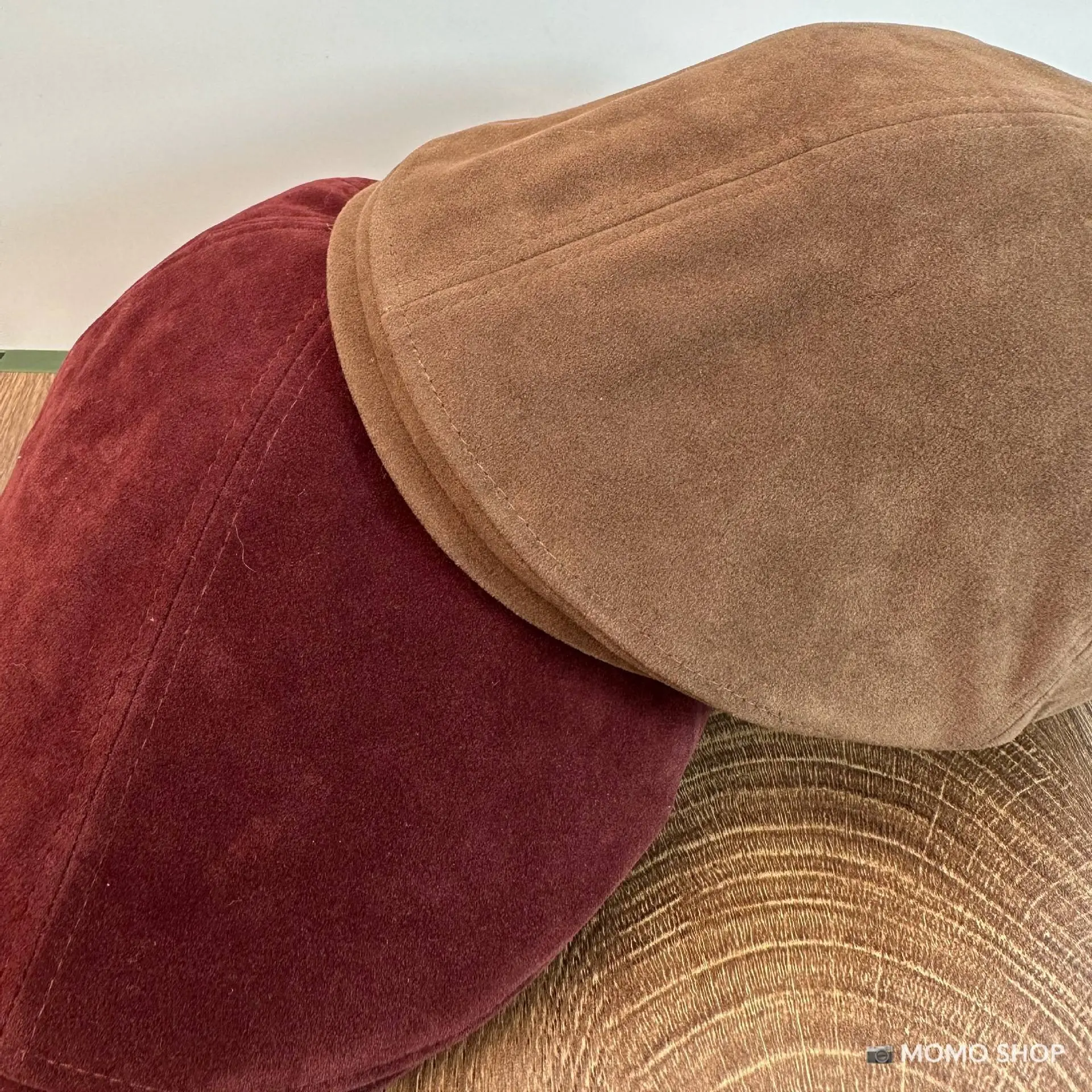 Maroon Suede Forward Cap Winter Warm Men Women Clothing — feature 9