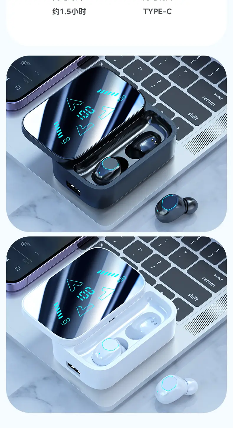 Bluetooth M48 Wireless Headset with LED Display & Noise Reduction β feature 14