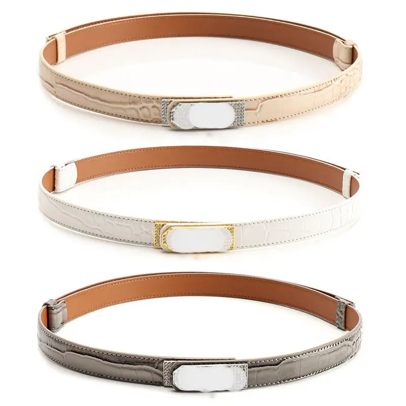 White Rhinestone Buckle Belt for Women