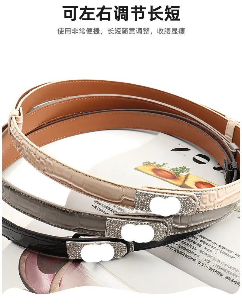 White Rhinestone Buckle Belt for Women — feature 12