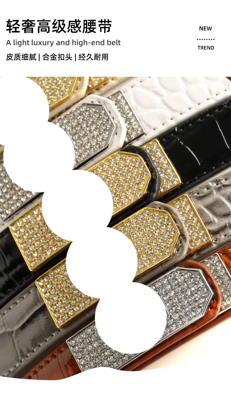 White Rhinestone Buckle Belt for Women — feature 2