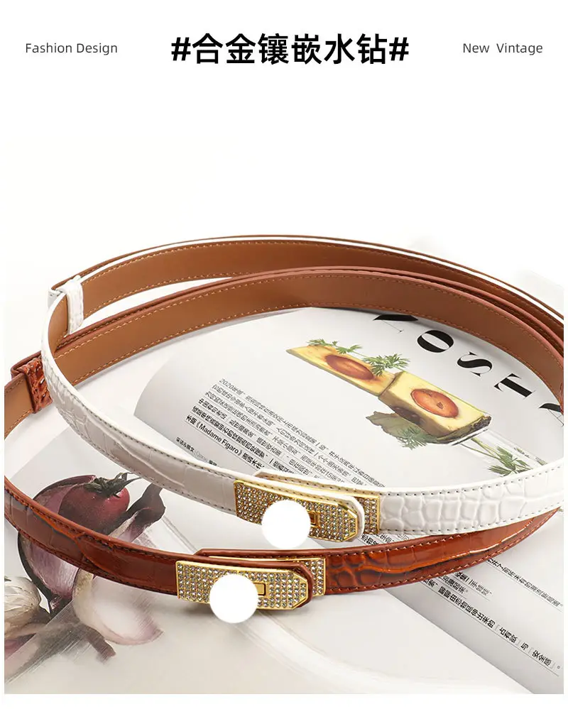 White Rhinestone Buckle Belt for Women — feature 3