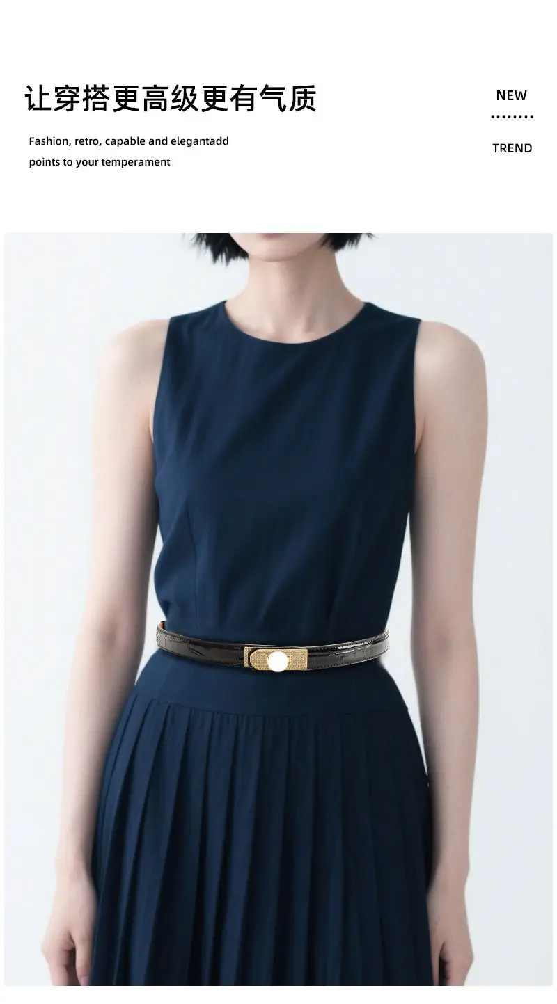 White Rhinestone Buckle Belt for Women — feature 4