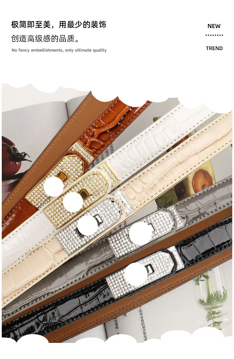 White Rhinestone Buckle Belt for Women — feature 8