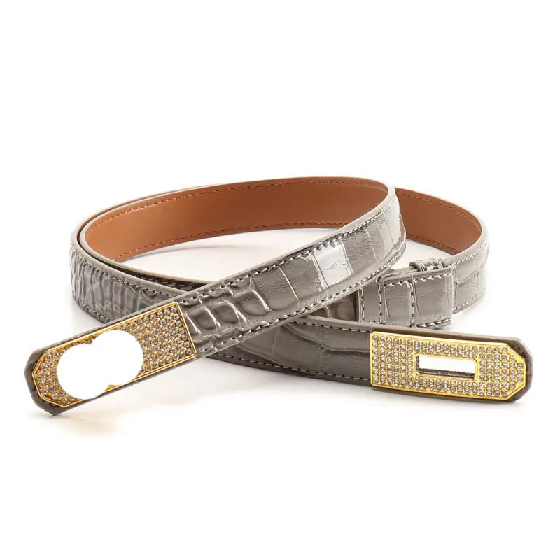 White Rhinestone Buckle Belt for Women