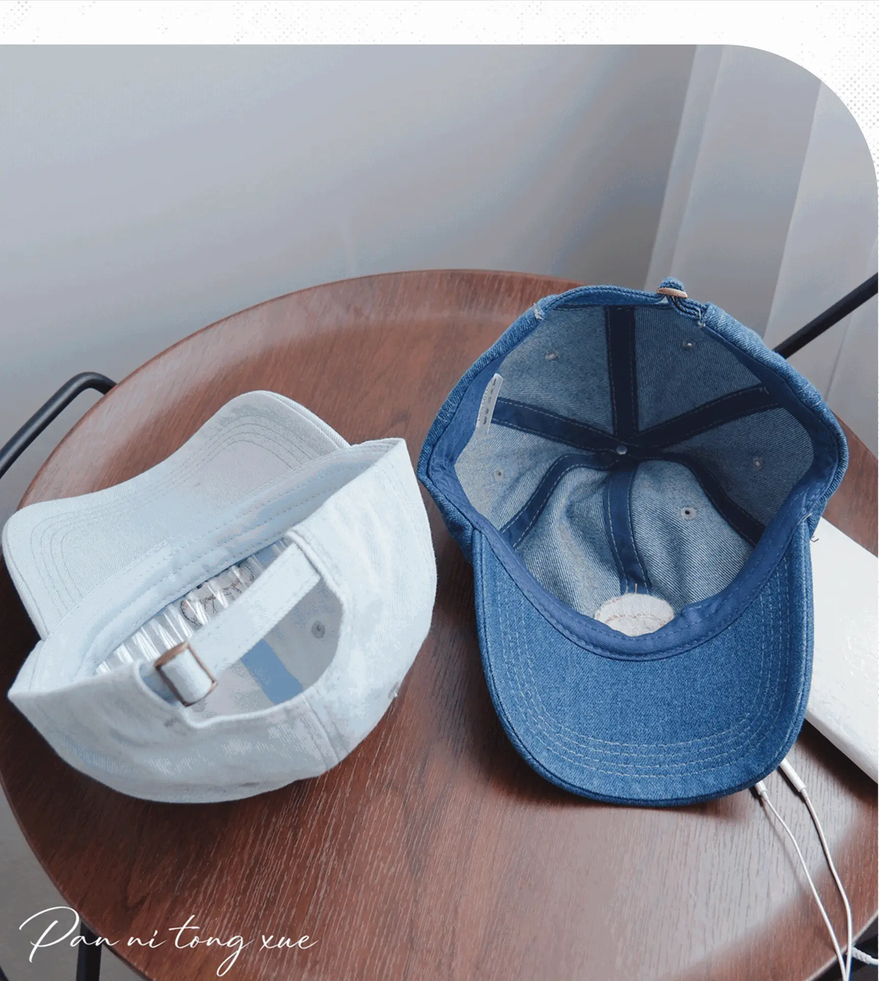 Croissant Embroidered Baseball Cap Light Blue Unisex — feature 28