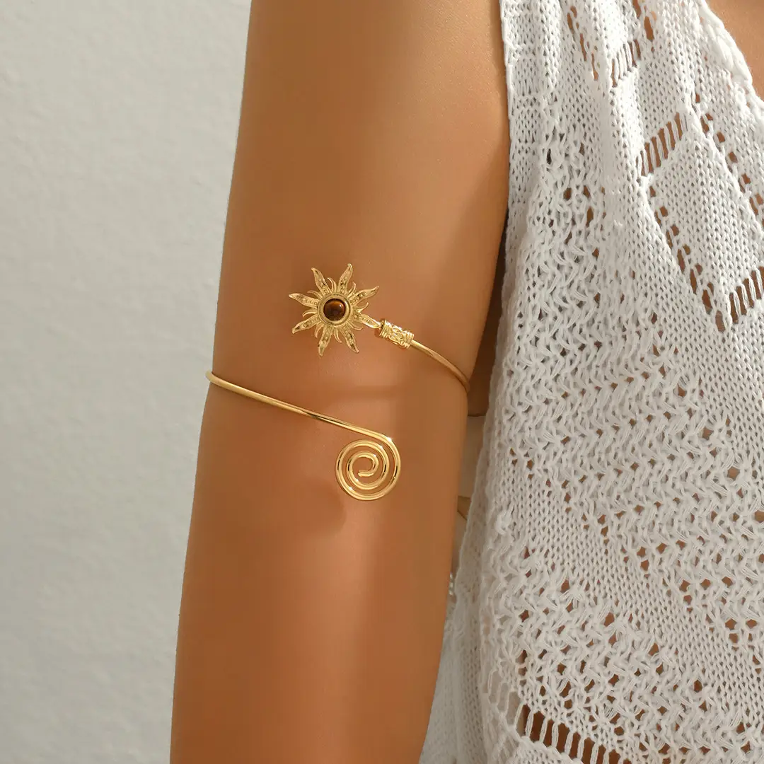 Vintage Sunflower Bracelet Wholesale European and American Cross-Border Metal Jewelry for Women, High-End Adjustable Open Bracelet