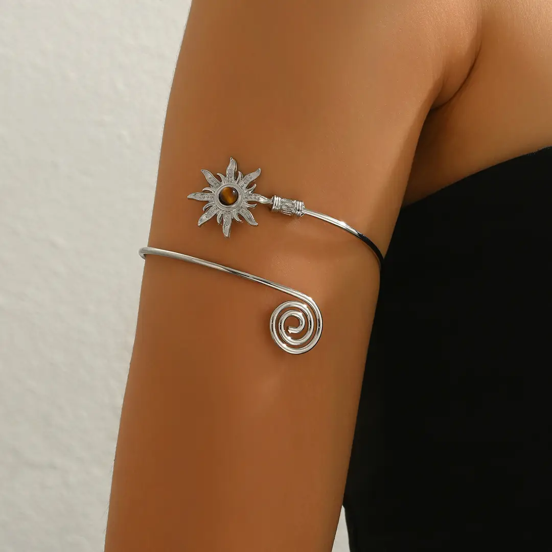Vintage Sunflower Bracelet Wholesale European and American Cross-Border Metal Jewelry for Women, High-End Adjustable Open Bracelet