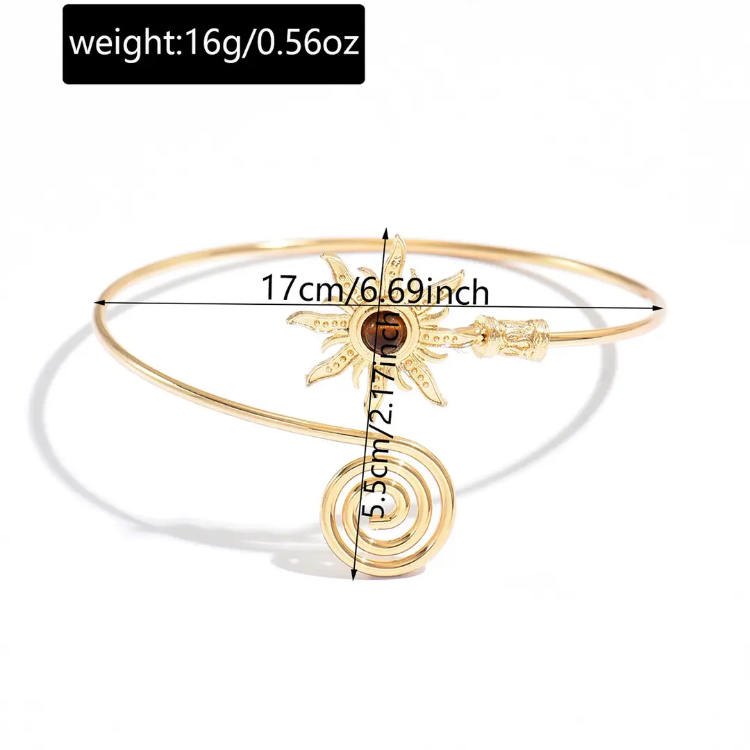 Vintage Sunflower Bracelet Wholesale European and American Cross-Border Metal Jewelry for Women, High-End Adjustable Open Bracelet — feature 10