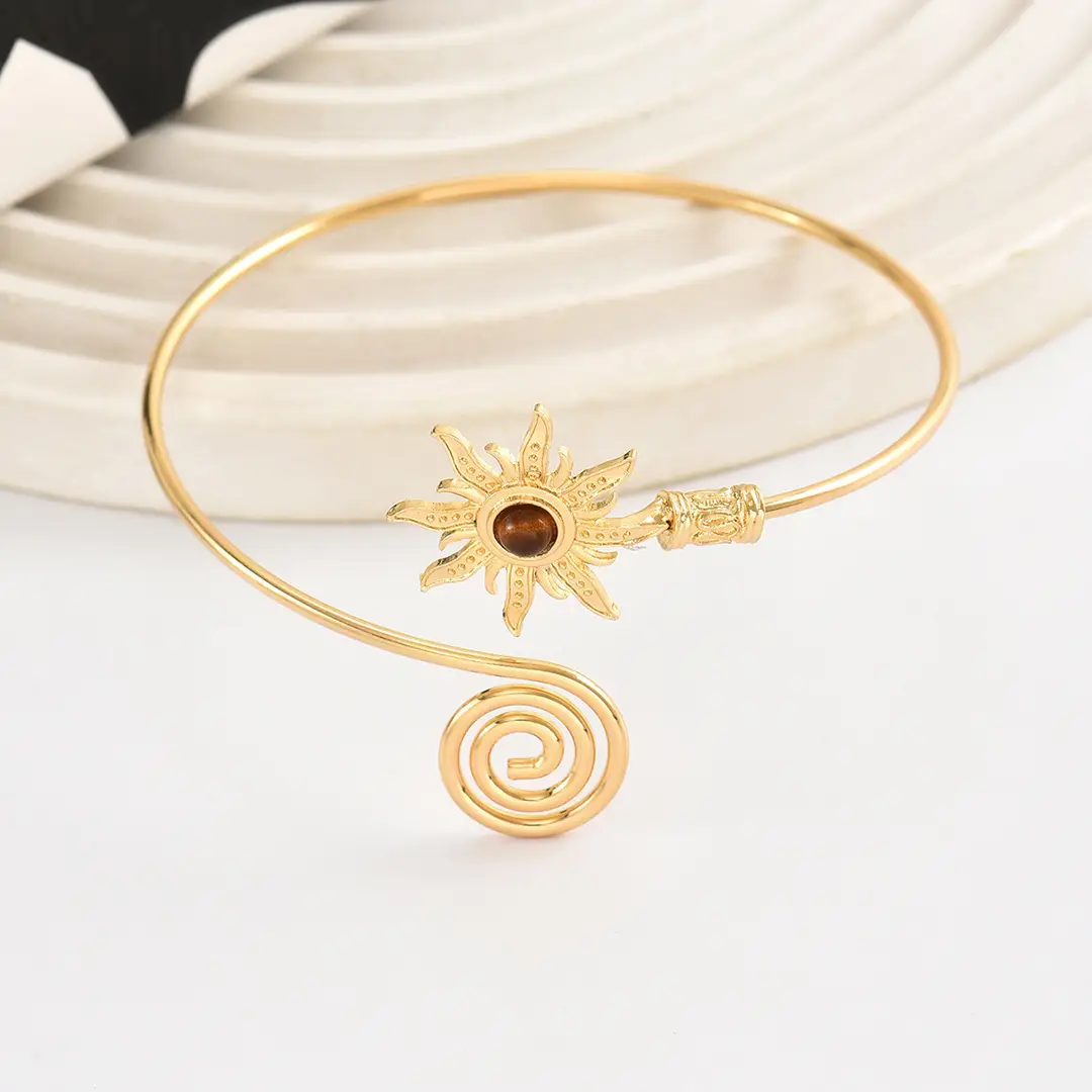 Vintage Sunflower Bracelet Wholesale European and American Cross-Border Metal Jewelry for Women, High-End Adjustable Open Bracelet — feature 11