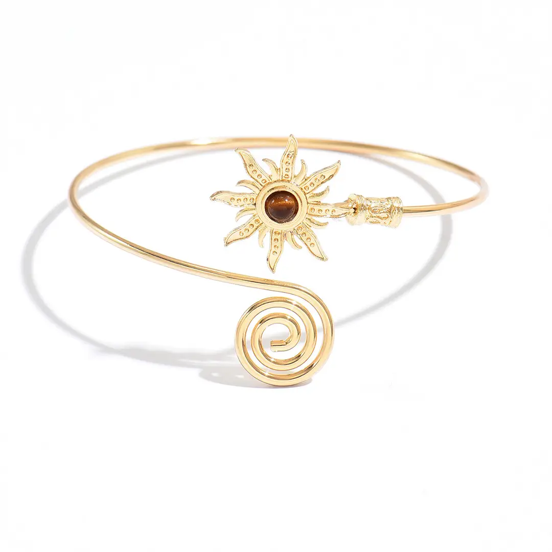 Vintage Sunflower Bracelet Wholesale European and American Cross-Border Metal Jewelry for Women, High-End Adjustable Open Bracelet — feature 12