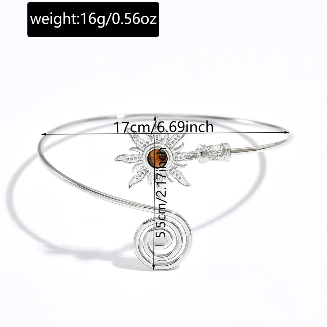 Vintage Sunflower Bracelet Wholesale European and American Cross-Border Metal Jewelry for Women, High-End Adjustable Open Bracelet — feature 14