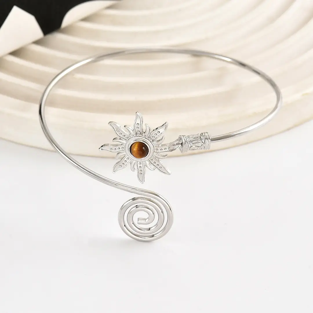 Vintage Sunflower Bracelet Wholesale European and American Cross-Border Metal Jewelry for Women, High-End Adjustable Open Bracelet — feature 15