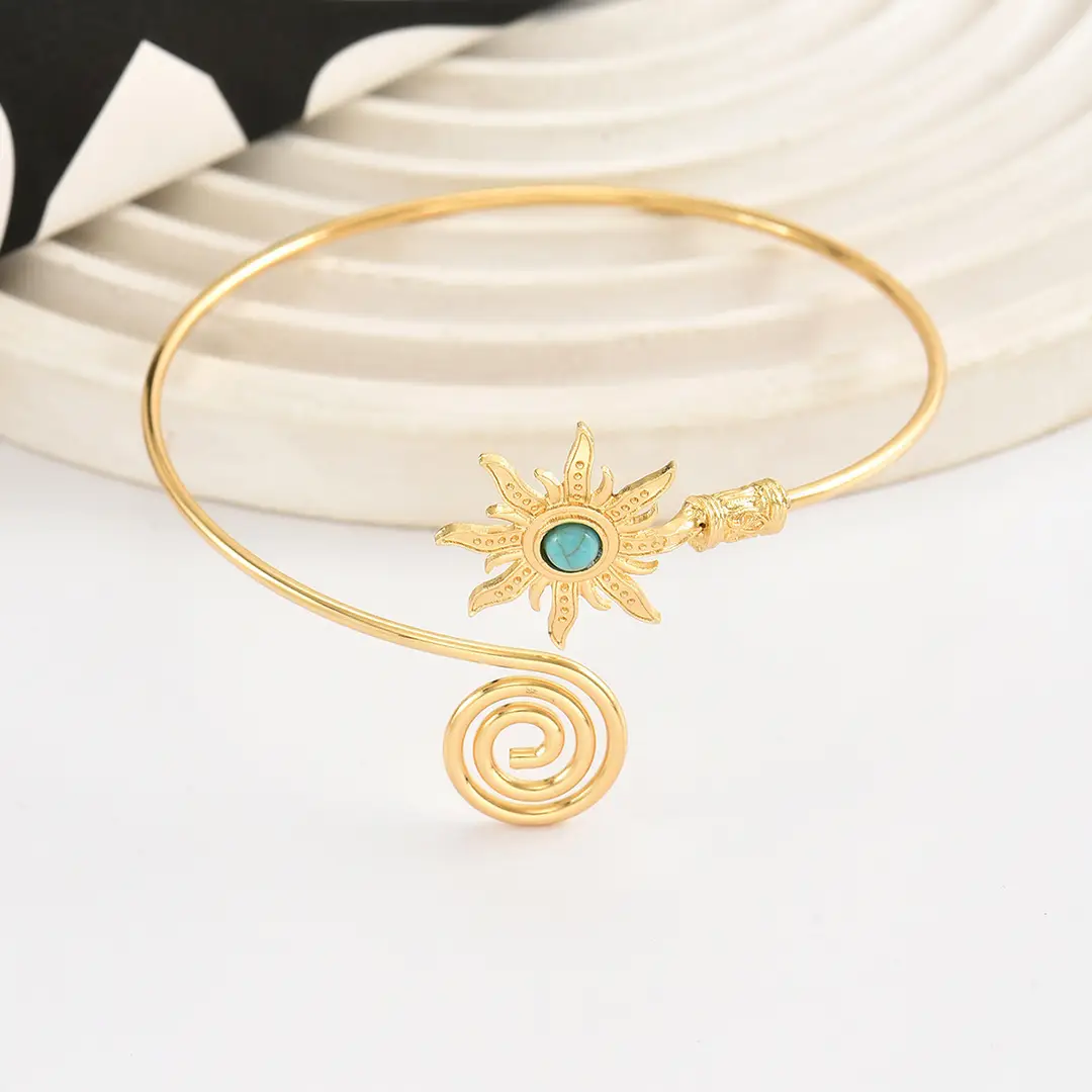 Vintage Sunflower Bracelet Wholesale European and American Cross-Border Metal Jewelry for Women, High-End Adjustable Open Bracelet — feature 2