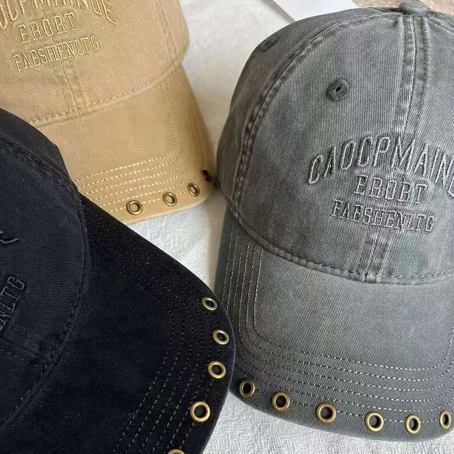 American Retro Letter Embroidered Baseball Cap for Women with Studded Wide Brim - Image 5