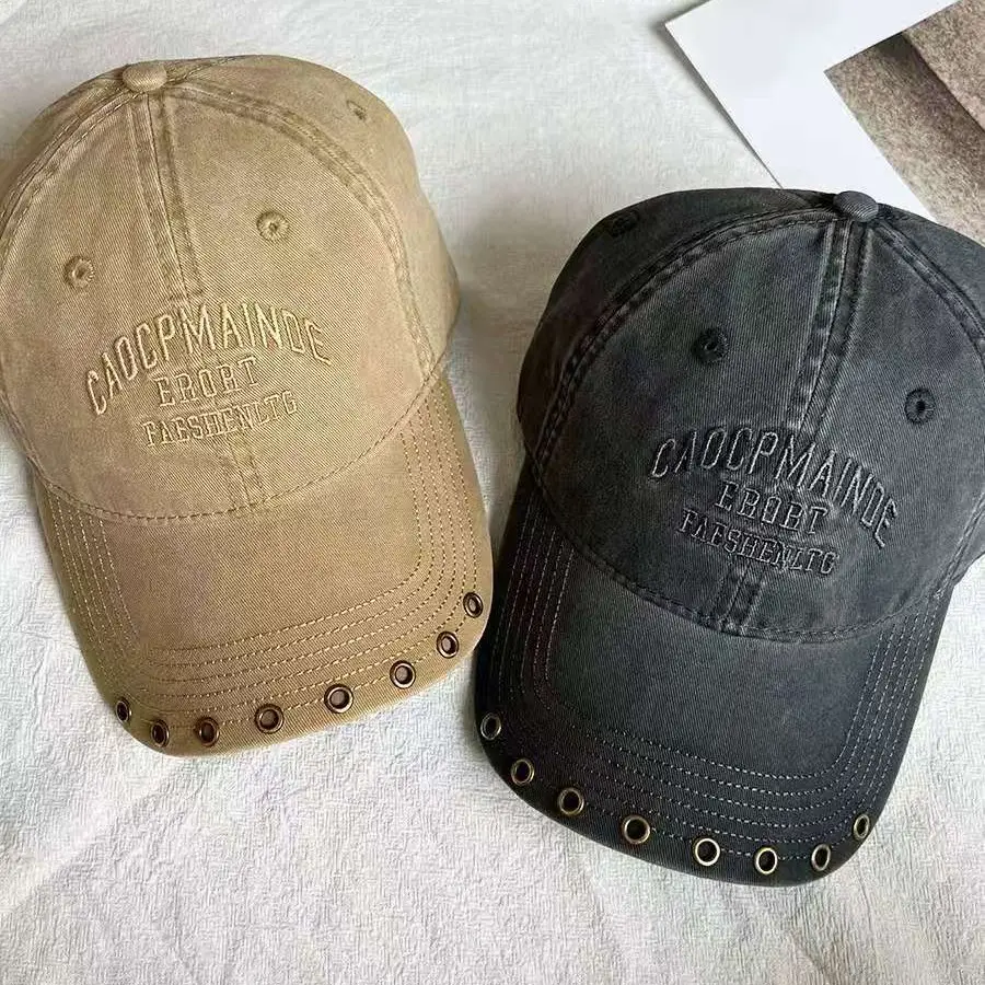 American Retro Letter Embroidered Baseball Cap for Women with Studded Wide Brim - Image 7