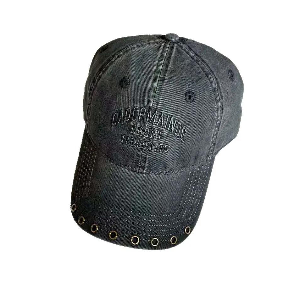 American Retro Letter Embroidered Baseball Cap for Women with Studded Wide Brim - Image 8