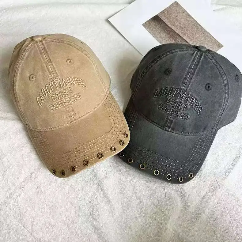American Retro Letter Embroidered Baseball Cap for Women with Studded Wide Brim — feature 10