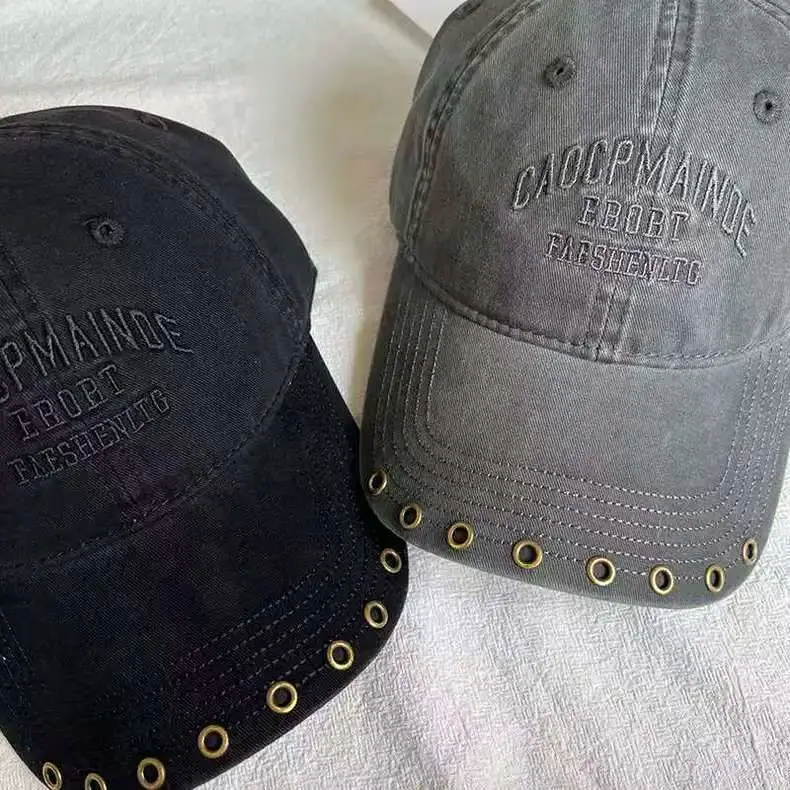 American Retro Letter Embroidered Baseball Cap for Women with Studded Wide Brim — feature 11