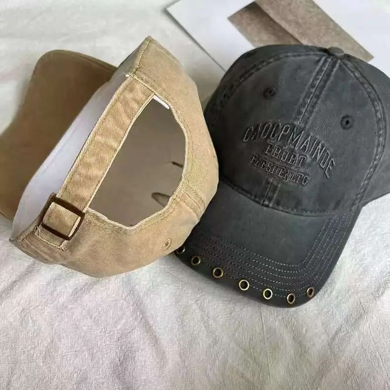 American Retro Letter Embroidered Baseball Cap for Women with Studded Wide Brim — feature 12