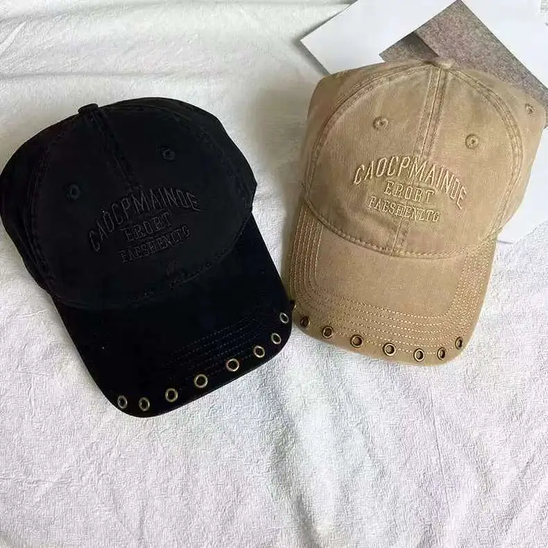 American Retro Letter Embroidered Baseball Cap for Women with Studded Wide Brim — feature 5