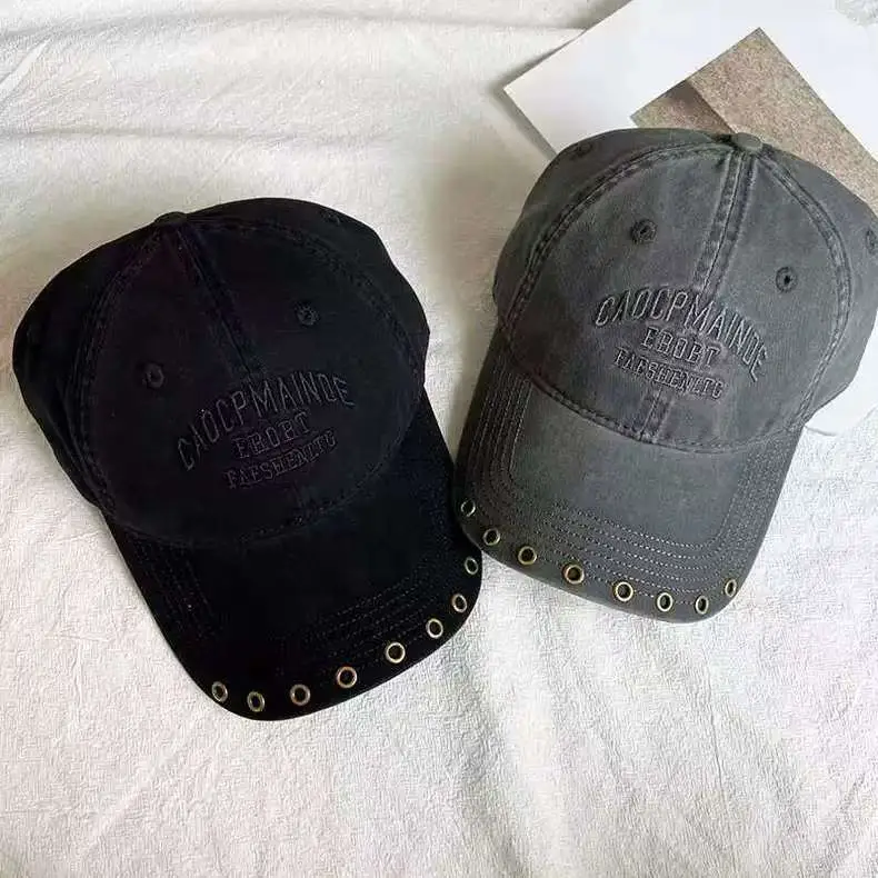 American Retro Letter Embroidered Baseball Cap for Women with Studded Wide Brim — feature 6