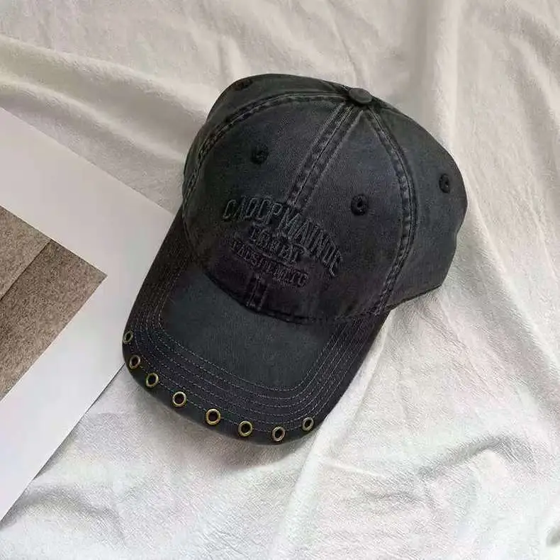 American Retro Letter Embroidered Baseball Cap for Women with Studded Wide Brim — feature 9