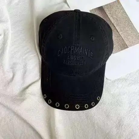 American Retro Letter Embroidered Baseball Cap for Women with Studded Wide Brim - Image 2