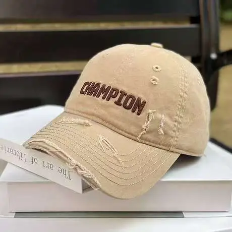 Vintage Distressed Cap for Women Brown Embroidered - Image 4