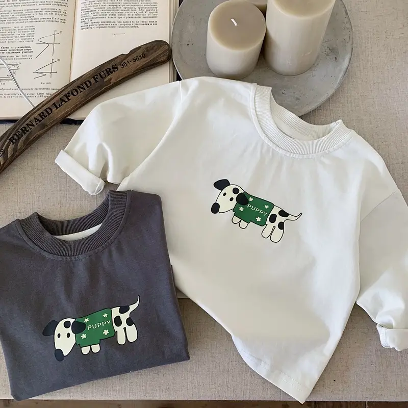 Boys Kids Long Sleeve T-Shirts with Cute Dog Print — feature 1