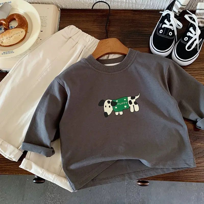 Boys Kids Long Sleeve T-Shirts with Cute Dog Print — feature 7